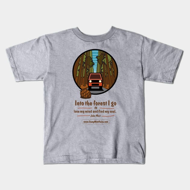 Campervan in Redwood Forest, light Kids T-Shirt by CampWestfalia